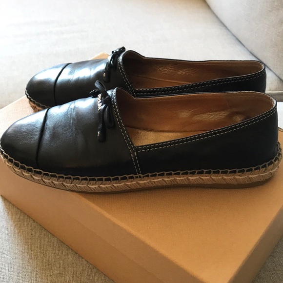 Prada black leather cap-toe espadrille - Picture 3 of 8